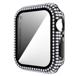 غطاء ساعة من PC الماسي + زجاج مقسى لسلسلة Apple Watch 6 و SE و 5 و 4 40 مم، 6 و SE و 5 و 4 44 مم