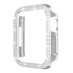 غطاء ساعة من البلاستيك المقوى مزين بألماس مزدوج الصف لسلسلة Apple Watch، 7 41مم، 7 45مم