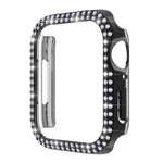 غطاء ساعة من البلاستيك المقوى مزين بألماس مزدوج الصف لسلسلة Apple Watch، 7 41مم، 7 45مم