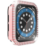 غطاء ساعة مزدوج الصف من PC الماسي + زجاج مقسى لسلسلة Apple Watch 6 و SE و 5 و 4 40 مم، 6 و SE و 5 و 4 44 مم، 6 و SE و 5 و 4 40 مم / 3 و 2 و 1 38 مم