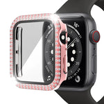 غطاء ساعة مزدوج الصف من PC الماسي + زجاج مقسى لسلسلة Apple Watch 6 و SE و 5 و 4 40 مم، 6 و SE و 5 و 4 44 مم، 6 و SE و 5 و 4 40 مم / 3 و 2 و 1 38 مم