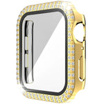 غطاء ساعة مزدوج الصف من PC الماسي + زجاج مقسى لسلسلة Apple Watch 6 و SE و 5 و 4 40 مم، 6 و SE و 5 و 4 44 مم، 6 و SE و 5 و 4 40 مم / 3 و 2 و 1 38 مم