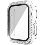 غطاء ساعة مزدوج الصف من PC الماسي + زجاج مقسى لسلسلة Apple Watch 6 و SE و 5 و 4 40 مم، 6 و SE و 5 و 4 44 مم، 6 و SE و 5 و 4 40 مم / 3 و 2 و 1 38 مم