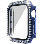 غطاء ساعة مزدوج الصف من PC الماسي + زجاج مقسى لسلسلة Apple Watch 6 و SE و 5 و 4 40 مم، 6 و SE و 5 و 4 44 مم، 6 و SE و 5 و 4 40 مم / 3 و 2 و 1 38 مم