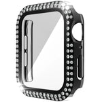 غطاء ساعة مزدوج الصف من PC الماسي + زجاج مقسى لسلسلة Apple Watch 6 و SE و 5 و 4 40 مم، 6 و SE و 5 و 4 44 مم، 6 و SE و 5 و 4 40 مم / 3 و 2 و 1 38 مم