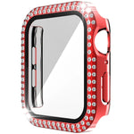 غطاء ساعة مزدوج الصف من PC الماسي + زجاج مقسى لسلسلة Apple Watch 6 و SE و 5 و 4 40 مم، 6 و SE و 5 و 4 44 مم، 6 و SE و 5 و 4 40 مم / 3 و 2 و 1 38 مم