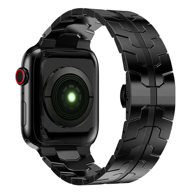 سوار ساعة معدني بإبزيم فراشة لسلسلة Apple Watch، 7 41مم / 6&SE&5&4 40مم / 3&2&1 38مم، 7 45مم / 6&SE&5&4 44مم / 3&2&1 42مم