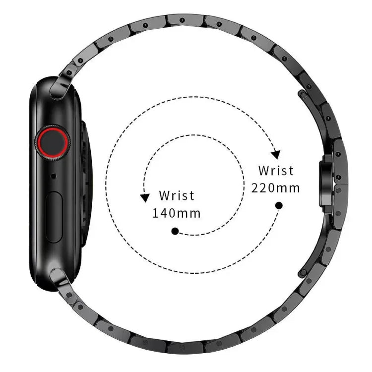 سوار ساعة معدني بإبزيم فراشة لسلسلة Apple Watch، 7 41مم / 6&SE&5&4 40مم / 3&2&1 38مم، 7 45مم / 6&SE&5&4 44مم / 3&2&1 42مم