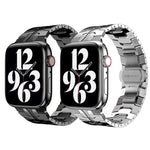 سوار ساعة معدني بإبزيم فراشة لسلسلة Apple Watch، 7 41مم / 6&SE&5&4 40مم / 3&2&1 38مم، 7 45مم / 6&SE&5&4 44مم / 3&2&1 42مم