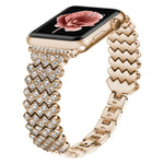 سوار ساعة معدني مزين بألماس على شكل قلب لسلسلة Apple Watch، 7 41مم / 6&SE&5&4 40مم / 3&2&1 38مم، 7 45مم / 6&SE&5&4 44مم / 3&2&1 42مم
