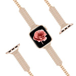 سوار ساعة معدني مزين بألماس على شكل قلب لسلسلة Apple Watch، 7 41مم / 6&SE&5&4 40مم / 3&2&1 38مم، 7 45مم / 6&SE&5&4 44مم / 3&2&1 42مم