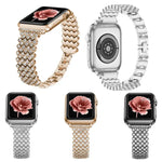 سوار ساعة معدني مزين بألماس على شكل قلب لسلسلة Apple Watch، 7 41مم / 6&SE&5&4 40مم / 3&2&1 38مم، 7 45مم / 6&SE&5&4 44مم / 3&2&1 42مم