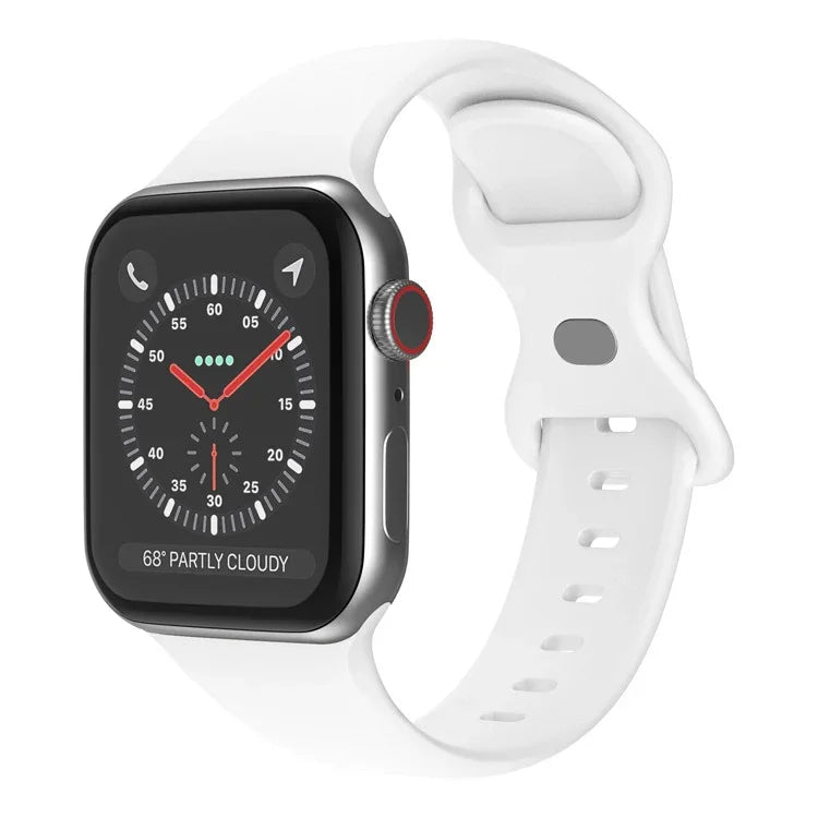 سوار ساعة سيليكون بإبزيم فراشة، الحجم: S لسلسلة Apple Watch، 7 45مم / 6&SE&5&4 44مم / 3&2&1 42مم