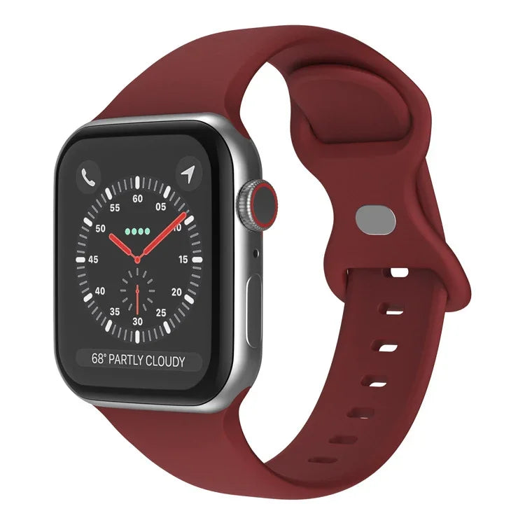 سوار ساعة سيليكون بإبزيم فراشة، الحجم: S لسلسلة Apple Watch، 7 45مم / 6&SE&5&4 44مم / 3&2&1 42مم