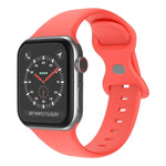 سوار ساعة سيليكون بإبزيم فراشة، الحجم: S لسلسلة Apple Watch، 7 45مم / 6&SE&5&4 44مم / 3&2&1 42مم