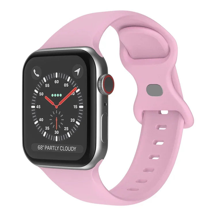 سوار ساعة سيليكون بإبزيم فراشة، الحجم: S لسلسلة Apple Watch، 7 45مم / 6&SE&5&4 44مم / 3&2&1 42مم