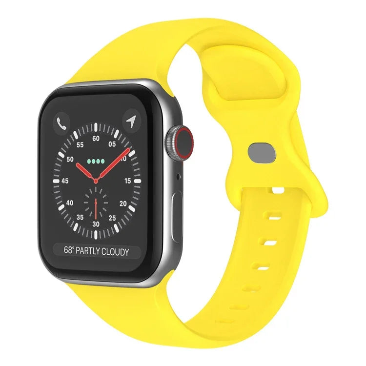 سوار ساعة سيليكون بإبزيم فراشة، الحجم: S لسلسلة Apple Watch، 7 45مم / 6&SE&5&4 44مم / 3&2&1 42مم