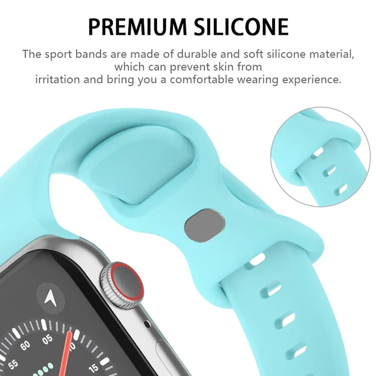سوار ساعة سيليكون بإبزيم فراشة، الحجم: S لسلسلة Apple Watch، 7 45مم / 6&SE&5&4 44مم / 3&2&1 42مم