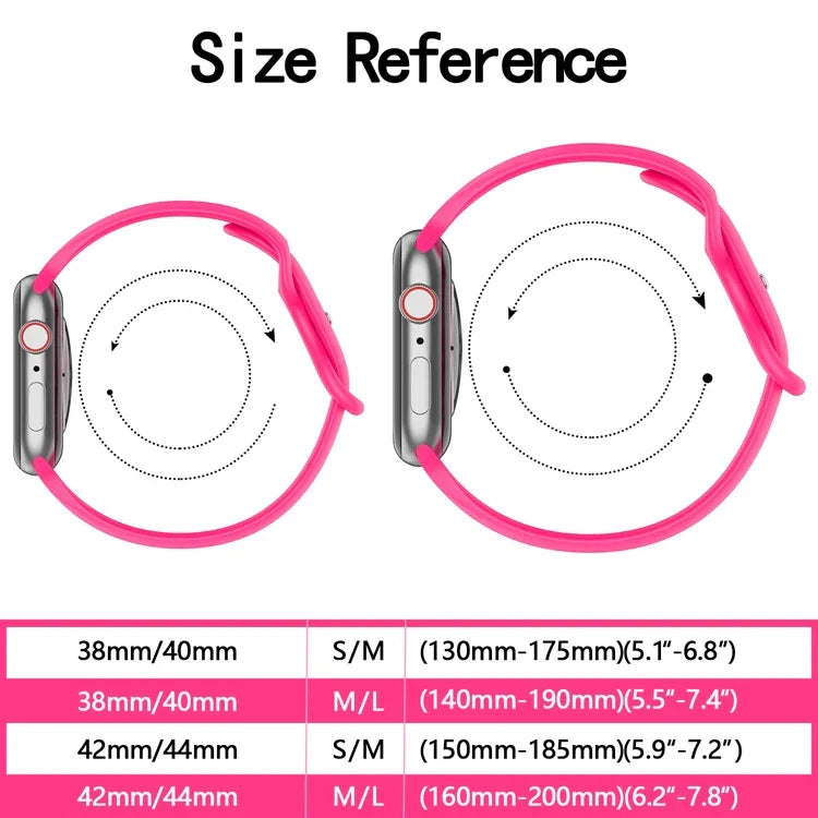 سوار ساعة سيليكون بإبزيم فراشة، الحجم: S لسلسلة Apple Watch، 7 45مم / 6&SE&5&4 44مم / 3&2&1 42مم