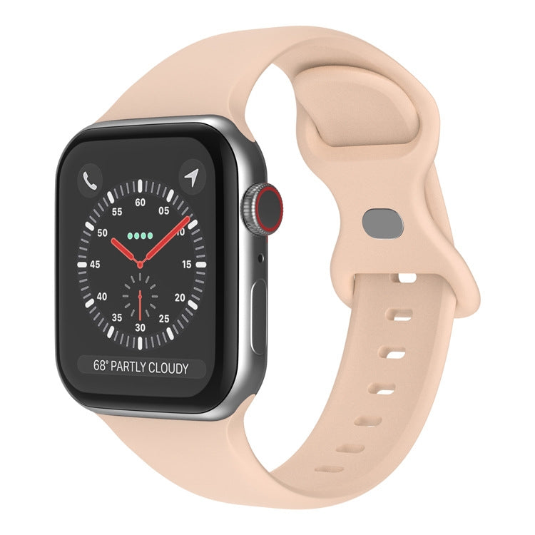 حزام ساعة من السيليكون مع إبزيم فراشة، الحجم: L لسلسلة Apple Watch، 7 بمقاس 41 مم / 6 و SE و 5 و 4 بمقاس 40 مم / 3 و 2 و 1 بمقاس 38 مم