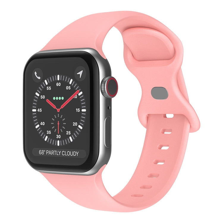 حزام ساعة من السيليكون مع إبزيم فراشة، الحجم: L لسلسلة Apple Watch، 7 بمقاس 41 مم / 6 و SE و 5 و 4 بمقاس 40 مم / 3 و 2 و 1 بمقاس 38 مم