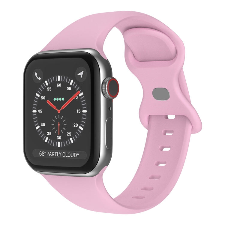 حزام ساعة من السيليكون مع إبزيم فراشة، الحجم: L لسلسلة Apple Watch، 7 بمقاس 41 مم / 6 و SE و 5 و 4 بمقاس 40 مم / 3 و 2 و 1 بمقاس 38 مم