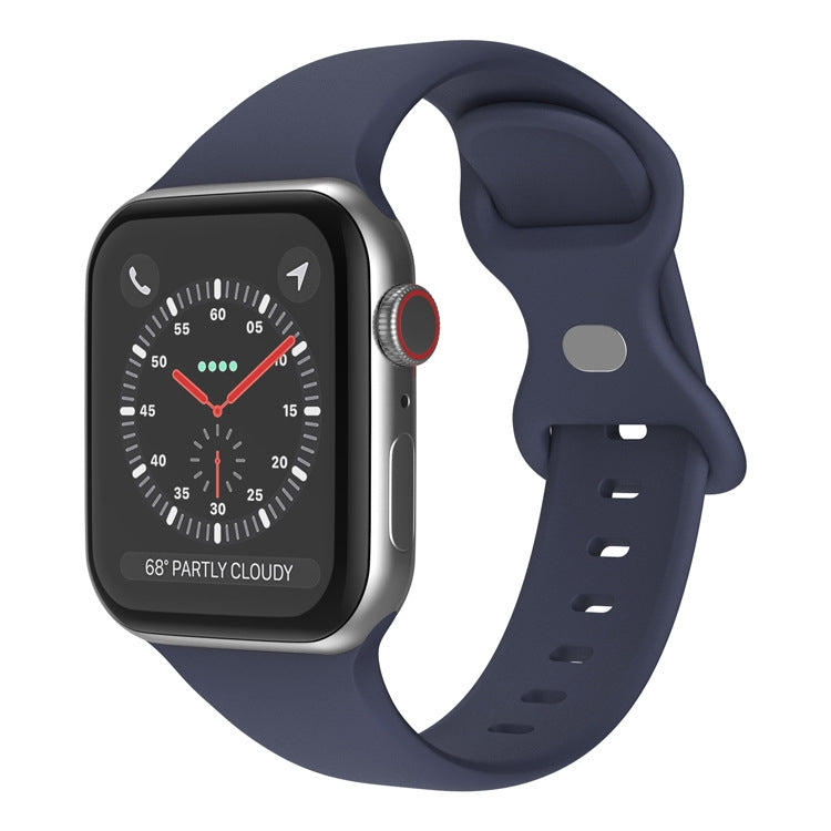حزام ساعة من السيليكون مع إبزيم فراشة، الحجم: L لسلسلة Apple Watch، 7 بمقاس 41 مم / 6 و SE و 5 و 4 بمقاس 40 مم / 3 و 2 و 1 بمقاس 38 مم