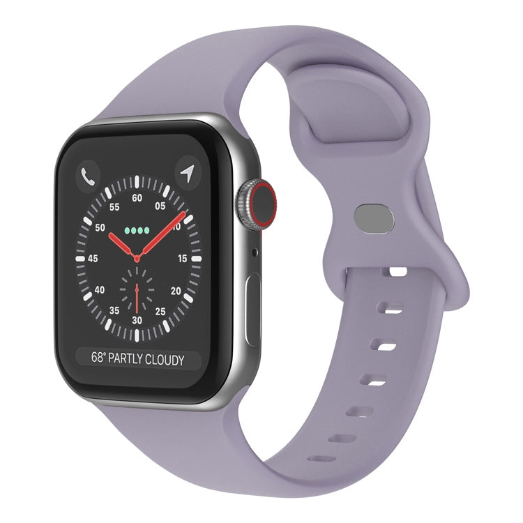 حزام ساعة من السيليكون مع إبزيم فراشة، الحجم: L لسلسلة Apple Watch، 7 بمقاس 41 مم / 6 و SE و 5 و 4 بمقاس 40 مم / 3 و 2 و 1 بمقاس 38 مم