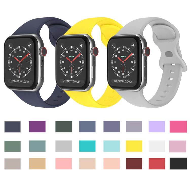 حزام ساعة من السيليكون مع إبزيم فراشة، الحجم: L لسلسلة Apple Watch، 7 بمقاس 41 مم / 6 و SE و 5 و 4 بمقاس 40 مم / 3 و 2 و 1 بمقاس 38 مم