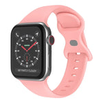 سوار ساعة سيليكون بإبزيم فراشة، الحجم: L لسلسلة Apple Watch، 7 45مم / 6&SE&5&4 44مم / 3&2&1 42مم