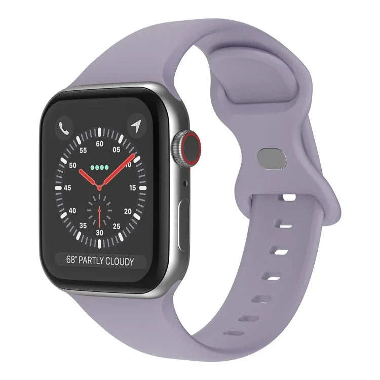 سوار ساعة سيليكون بإبزيم فراشة، الحجم: L لسلسلة Apple Watch، 7 45مم / 6&SE&5&4 44مم / 3&2&1 42مم