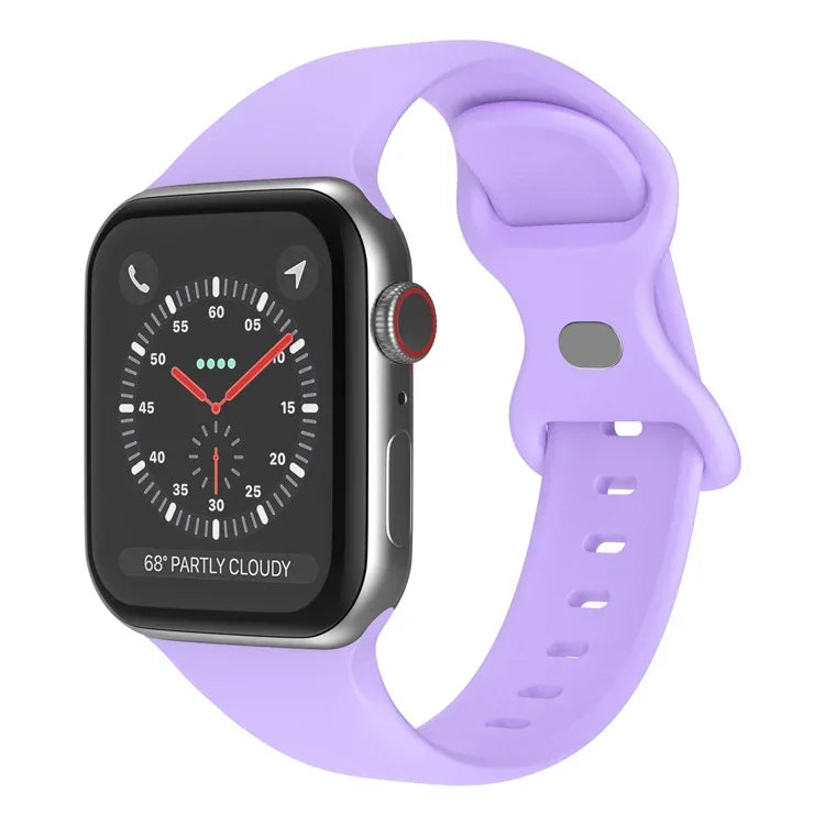 سوار ساعة سيليكون بإبزيم فراشة، الحجم: L لسلسلة Apple Watch، 7 45مم / 6&SE&5&4 44مم / 3&2&1 42مم