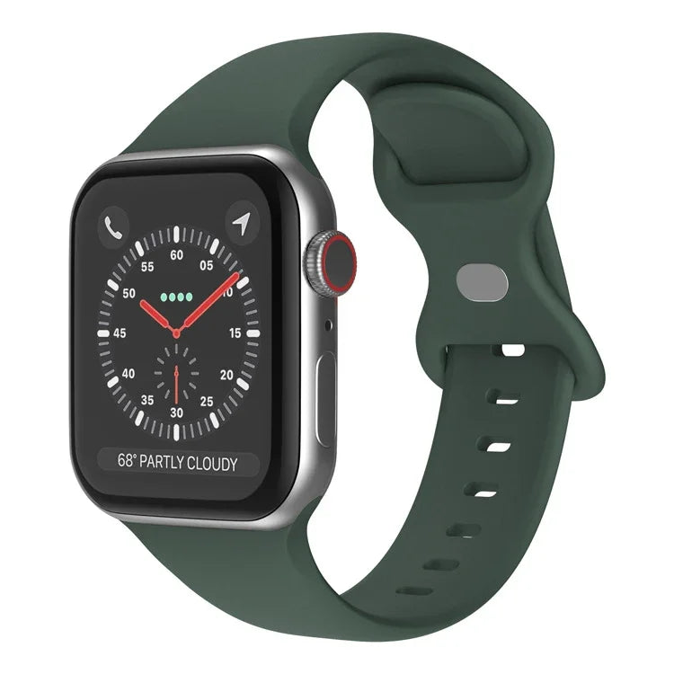 سوار ساعة سيليكون بإبزيم فراشة، الحجم: L لسلسلة Apple Watch، 7 45مم / 6&SE&5&4 44مم / 3&2&1 42مم