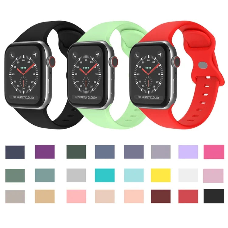 سوار ساعة سيليكون بإبزيم فراشة، الحجم: L لسلسلة Apple Watch، 7 45مم / 6&SE&5&4 44مم / 3&2&1 42مم