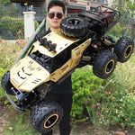 سيارة RC بعجلات معدنية كبيرة الحجم 4WD بست عجلات، (أسود)، (ذهبي)