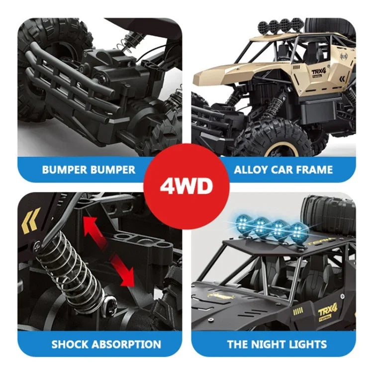 سيارة RC بعجلات معدنية كبيرة الحجم 4WD بست عجلات، (أسود)، (ذهبي)