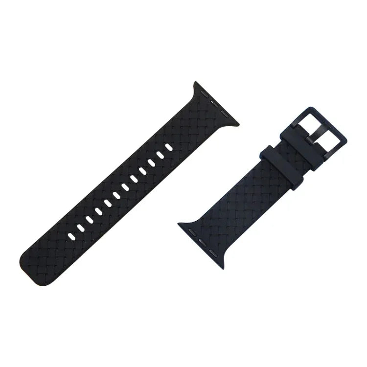 سوار ساعة سيليكون بنقشة مضفرة لسلسلة Apple Watch، 7 41مم / 6&SE&5&4 40مم / 3&2&1 38مم، 7 45مم / 6&SE&5&4 44مم / 3&2&1 42مم