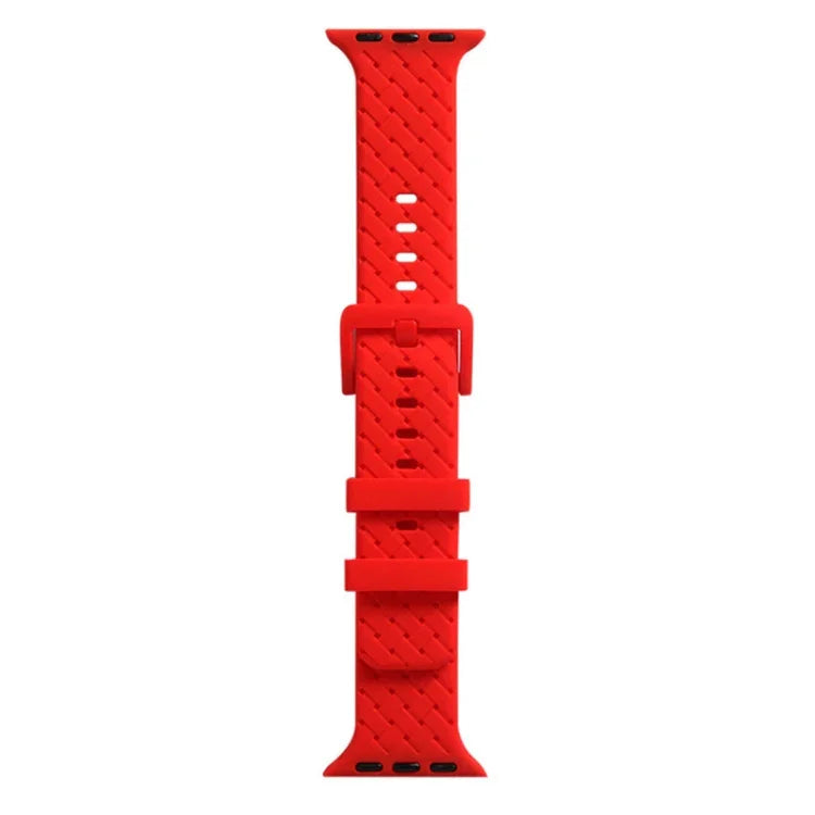 سوار ساعة سيليكون بنقشة مضفرة لسلسلة Apple Watch، 7 41مم / 6&SE&5&4 40مم / 3&2&1 38مم، 7 45مم / 6&SE&5&4 44مم / 3&2&1 42مم