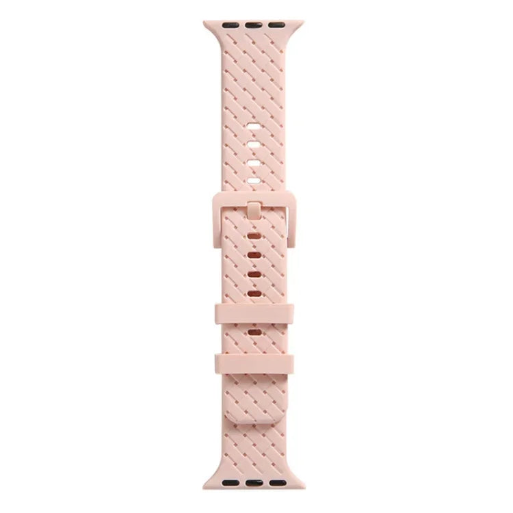 سوار ساعة سيليكون بنقشة مضفرة لسلسلة Apple Watch، 7 41مم / 6&SE&5&4 40مم / 3&2&1 38مم، 7 45مم / 6&SE&5&4 44مم / 3&2&1 42مم