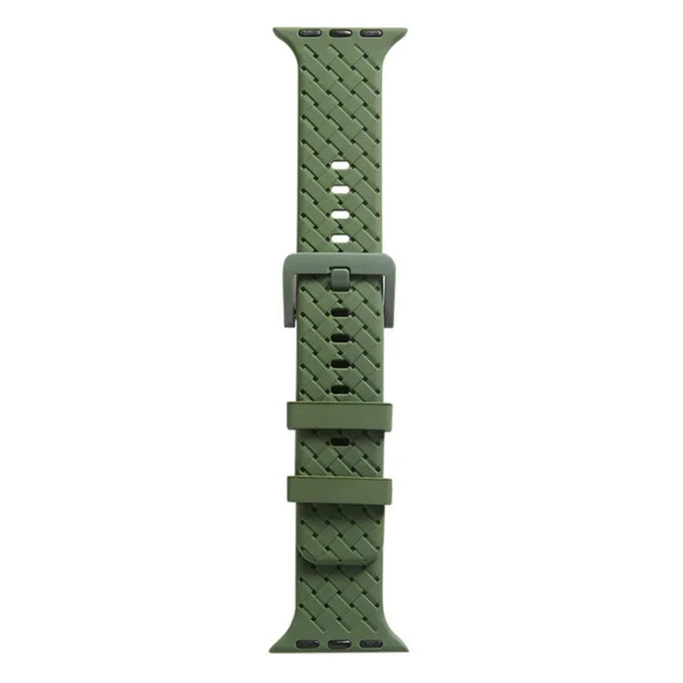 سوار ساعة سيليكون بنقشة مضفرة لسلسلة Apple Watch، 7 41مم / 6&SE&5&4 40مم / 3&2&1 38مم، 7 45مم / 6&SE&5&4 44مم / 3&2&1 42مم