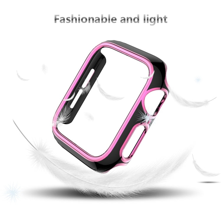 غطاء ساعة من PC مطلي بالكهرباء ذو لونين لسلسلة Apple Watch 3 و 2 و 1 38 مم، 3 و 2 و 1 42 مم