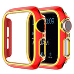 غطاء ساعة من PC مطلي بالكهرباء ذو لونين لسلسلة Apple Watch 3 و 2 و 1 38 مم، 3 و 2 و 1 42 مم
