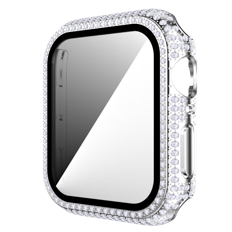 غطاء ساعة من البلاستيك المقوى مع زجاج مقسى مزين بألماس لسلسلة Apple Watch، 3&2&1 38مم، 3&2&1 42مم