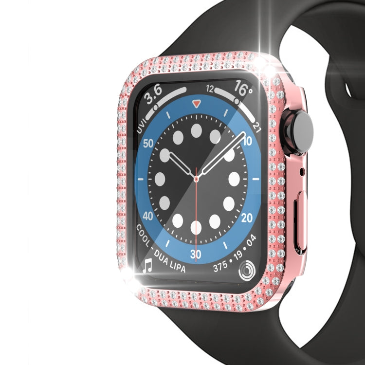 Double-Row Diamond PC+Tempered Glass Watch Case For Apple Watch Series, 3&2&1 38mm, 3&2&1 42mm
