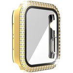 غطاء ساعة مزدوج الصف من البلاستيك المقوى والزجاج المقسى مزين بألماس لسلسلة Apple Watch، 3&2&1 38مم، 3&2&1 42مم
