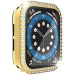 غطاء ساعة مزدوج الصف من البلاستيك المقوى والزجاج المقسى مزين بألماس لسلسلة Apple Watch، 3&2&1 38مم، 3&2&1 42مم