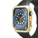 غطاء ساعة مزدوج الصف من البلاستيك المقوى والزجاج المقسى مزين بألماس لسلسلة Apple Watch، 3&2&1 38مم، 3&2&1 42مم