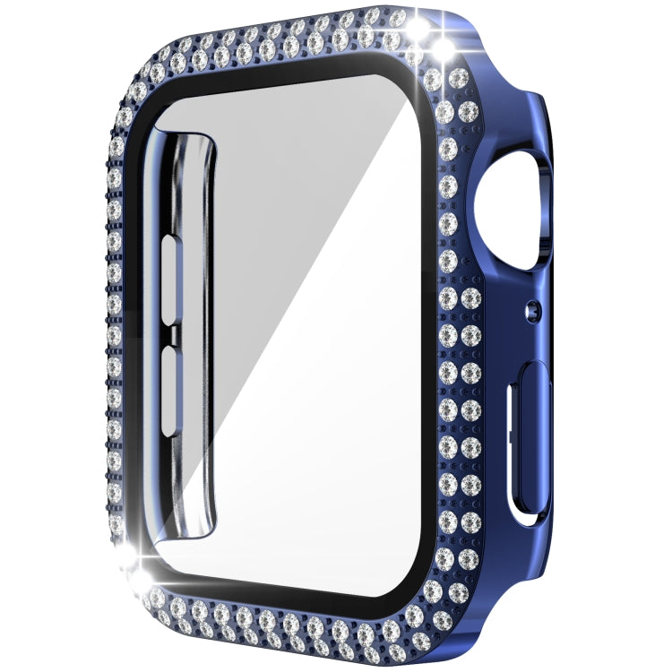 غطاء ساعة مزدوج الصف من البلاستيك المقوى والزجاج المقسى مزين بألماس لسلسلة Apple Watch، 3&2&1 38مم، 3&2&1 42مم