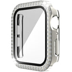 غطاء ساعة مزدوج الصف من البلاستيك المقوى والزجاج المقسى مزين بألماس لسلسلة Apple Watch، 3&2&1 38مم، 3&2&1 42مم
