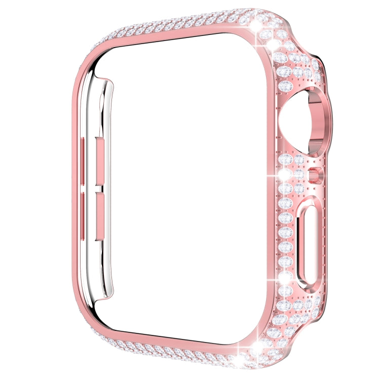غطاء ساعة من البلاستيك المقوى المجوف مزين بألماس لسلسلة Apple Watch، 3&2&1 38مم، 3&2&1 42مم